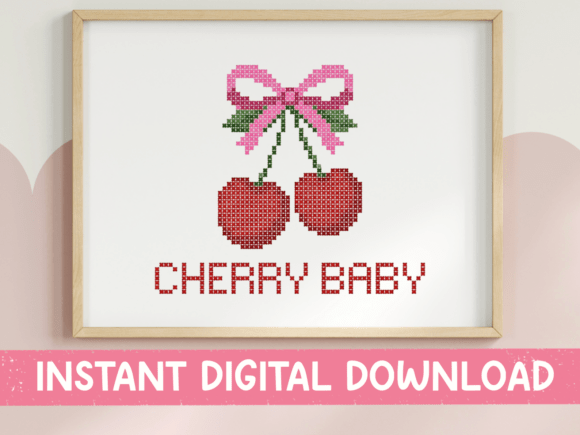 Cherry Baby Cross Stitch SVG PNG